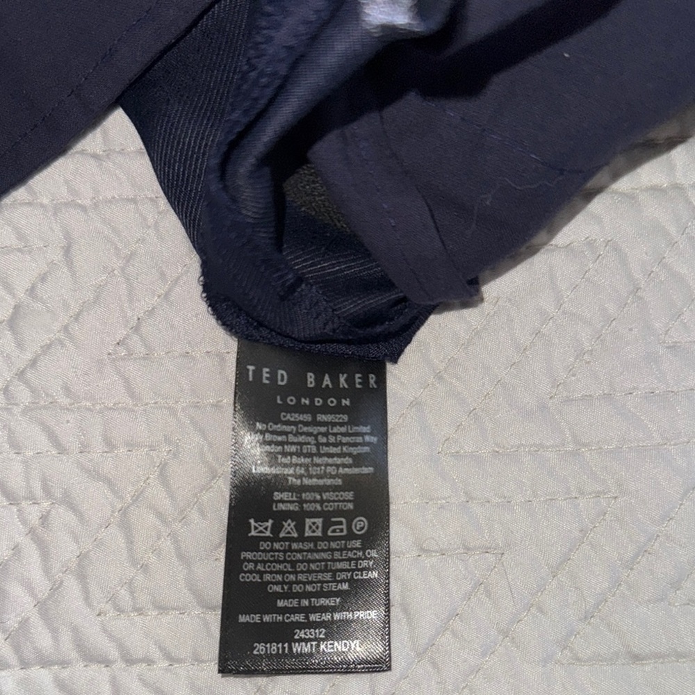 Ted Baker Blue Midi Pencil Trousers Pleated Workwear - Picture 11 of 11